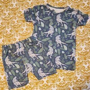 Copper Pearl Jurassic Park Dinosaur Print Blue Kids Pajamas